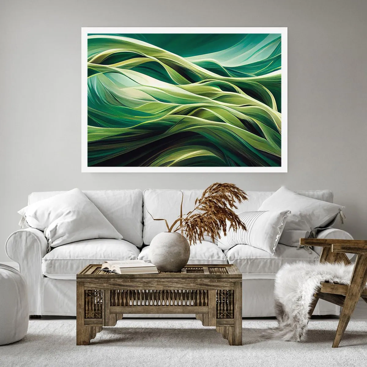 Plakat - Abstrakcyjna gra w zielone - 91x61 cm