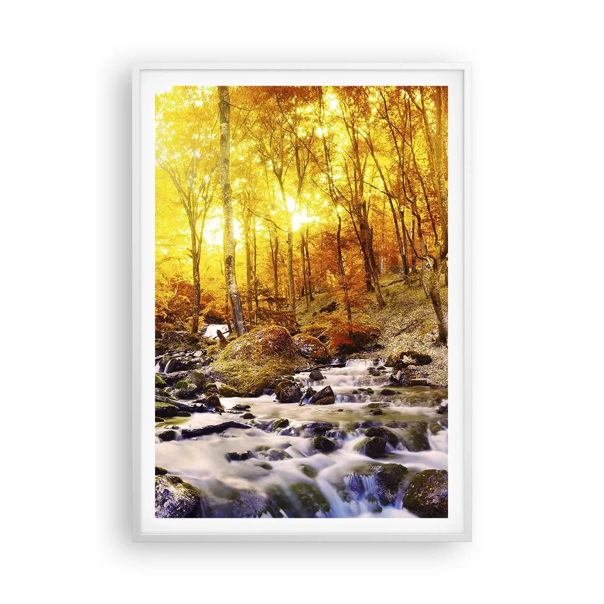 Plakat w białej ramie - Kamienie oprawne w złoto i platynę - 70x100 cm