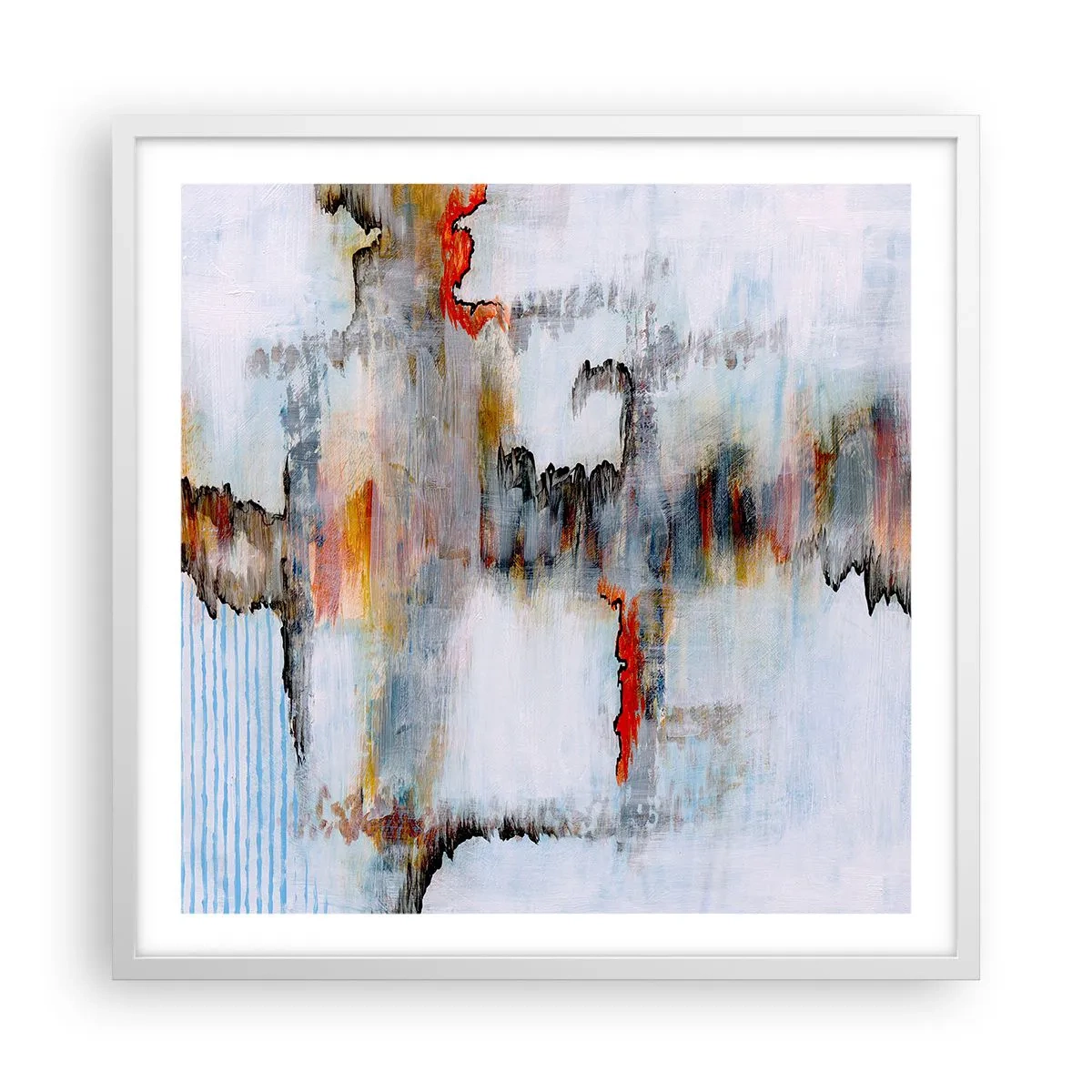 Plakat w białej ramie - Patykiem na wodzie - 60x60 cm