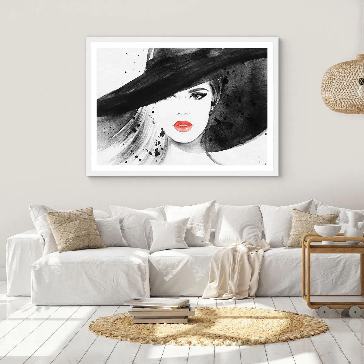 Plakat w białej ramie - Dama w czerni - 40x30 cm