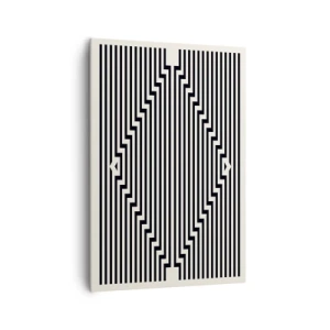 Obraz na płótnie - Czarno-białe linie tworzące efekt geometrycznej iluzji - 70x100cm - Geometryczna iluzja - Nowoczesna dekoracja ścienna do salonu i sypialni ARTTOR