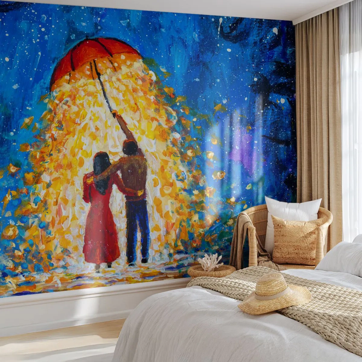 Fototapeta Samoprzylepna Deluxe Sticker - Magia deszczowego wieczoru? - Romantyczny, Para, Miłość - 150x105 cm