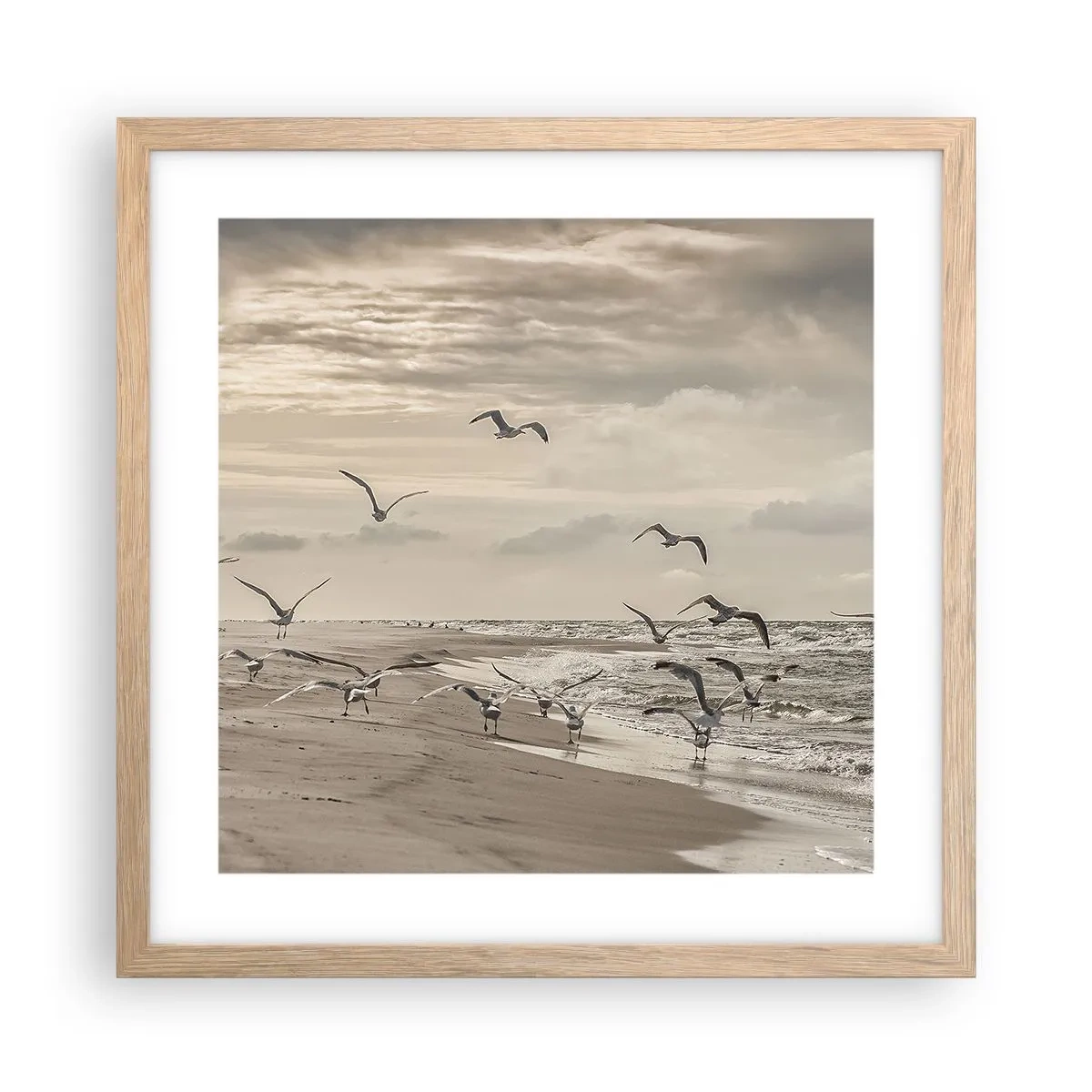 Plakat w ramie jasny dąb - Morza szum, ptaków śpiew - 40x40 cm