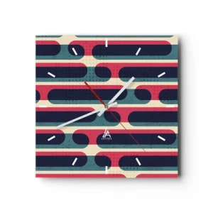 Zegar ścienny - Geometryczny wzór w stylu retro z pastelowymi barwami - 30x30cm - W głąb i do przodu - Nowoczesna dekoracja ścienna do salonu i sypialni ARTTOR
