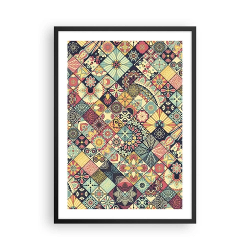 Plakat w czarnej ramie - Kolorowy wzór w stylu mozaiki - 50x70cm - Marokańskie klimaty - Nowoczesna dekoracja ścienna do salonu i sypialni ARTTOR
