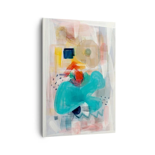 Obraz na płótnie - Abstrakcyjne kształty i kolory tworzące dynamiczną kompozycję - 70x100cm - Kolorowa gra - Nowoczesna dekoracja ścienna do salonu i sypialni ARTTOR
