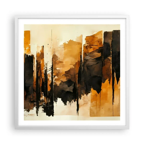 Plakat w białej ramie - Harmonia czerni i złota - 60x60 cm