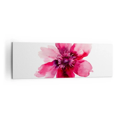 Obraz na płótnie - Różowy kwiat w akwarelowym stylu na białym tle - 160x50cm - Karminowy wonny pocałunek - Nowoczesna dekoracja ścienna do salonu i sypialni ARTTOR