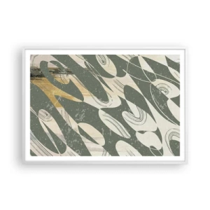 Plakat w białej ramie - Abstrakcja zrytmizowana - 100x70 cm