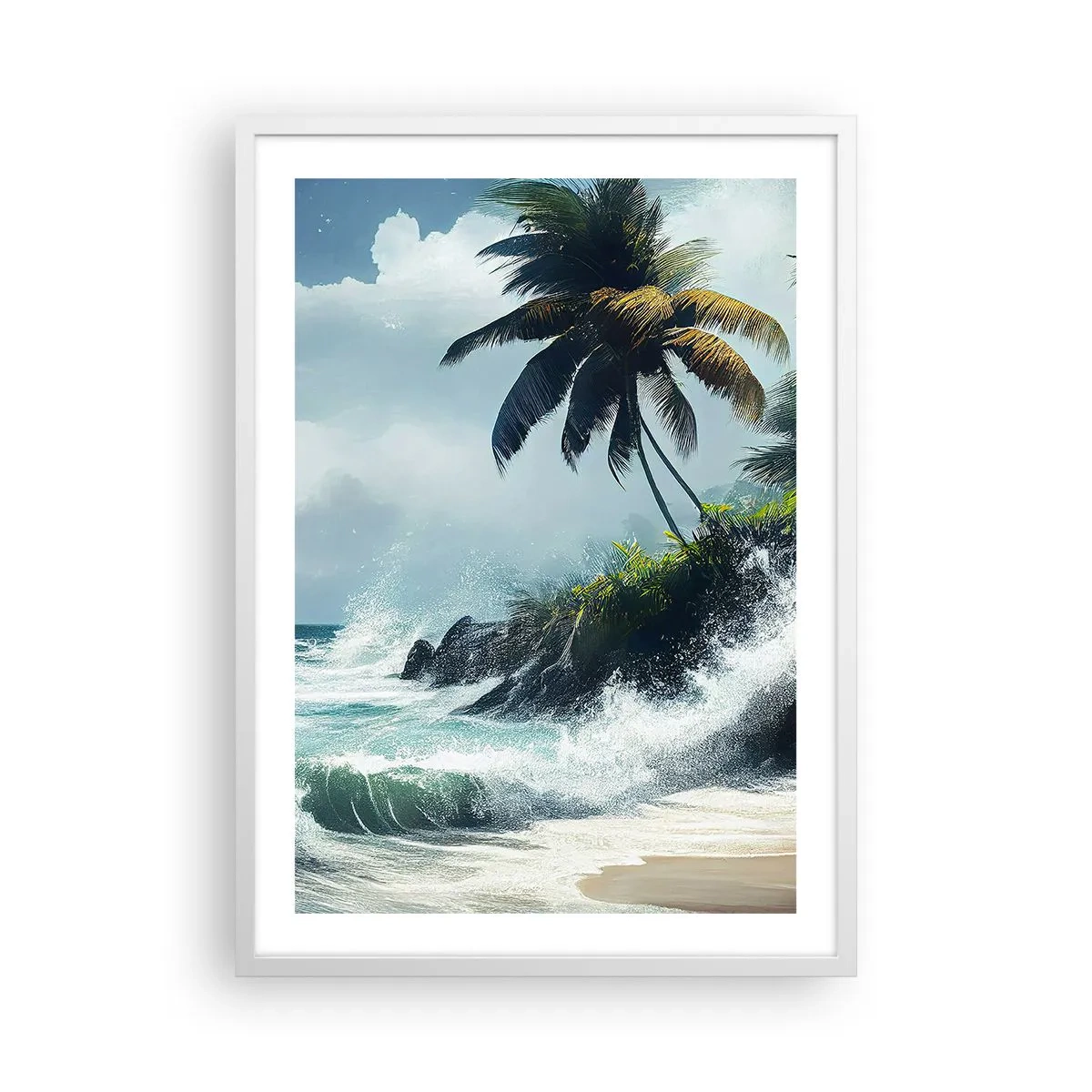 Plakat w białej ramie - Na tropikalnym brzegu - 50x70 cm