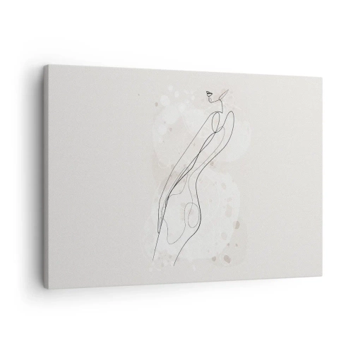 Obraz na płótnie - Subtelny szkic sylwetki w minimalistycznym stylu - 70x50cm - Pobłądzić spojrzeniem - Nowoczesna dekoracja ścienna do salonu i sypialni ARTTOR