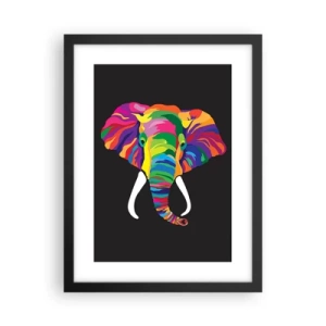 Plakat w czarnej ramie - Słoń, który kochał kąpać się w tęczy - 30x40 cm
