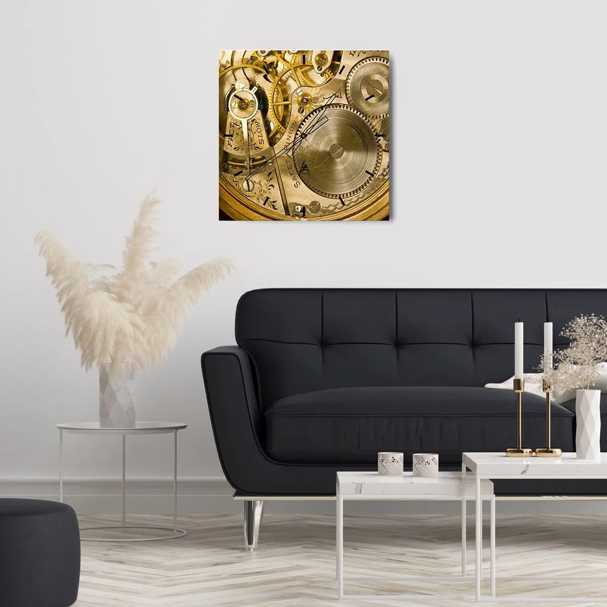 Zegar ścienny - Mechanizm zegarka z widocznymi zębatkami i detalami - 30x30cm - Idź z duchem czasu - Nowoczesna dekoracja ścienna do salonu i sypialni ARTTOR