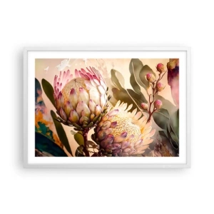 Plakat w białej ramie - Czule objęte - 70x50 cm