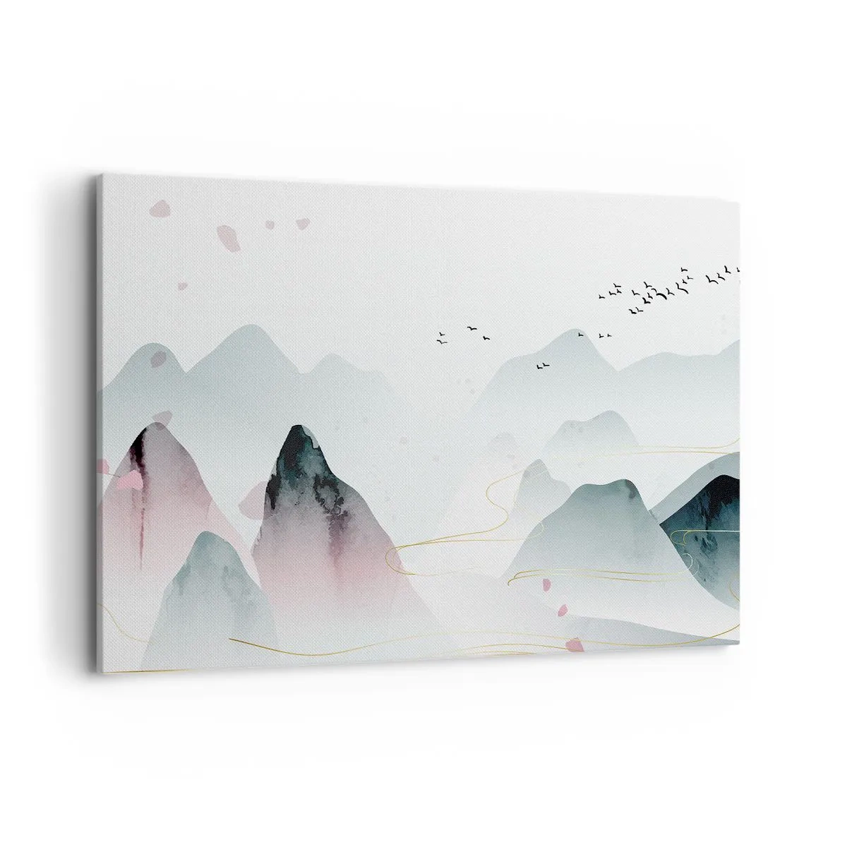 Obraz na płótnie - Abstrakcyjne góry w pastelowych odcieniach - 100x70cm - Ponad szczytami - Nowoczesna dekoracja ścienna do salonu, kuchni i sypialni ARTTOR