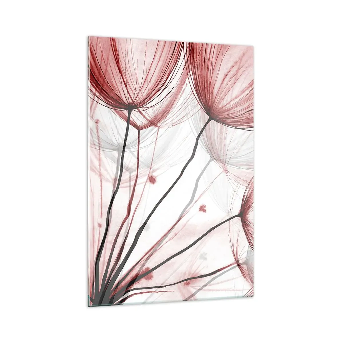 Obraz na szkle - Delikatne kwiaty w odcieniach czerwieni na jasnym tle - 70x100cm - Przed odlotem - Nowoczesna dekoracja ścienna do salonu i sypialni ARTTOR