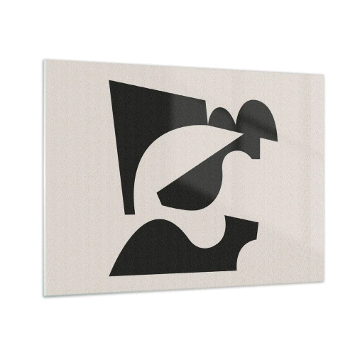 Obraz na szkle - Abstrakcyjna czarno-biała kompozycja geometryczna - 70x50cm - Do samodzielnego składania - Nowoczesna dekoracja ścienna do salonu i sypialni ARTTOR