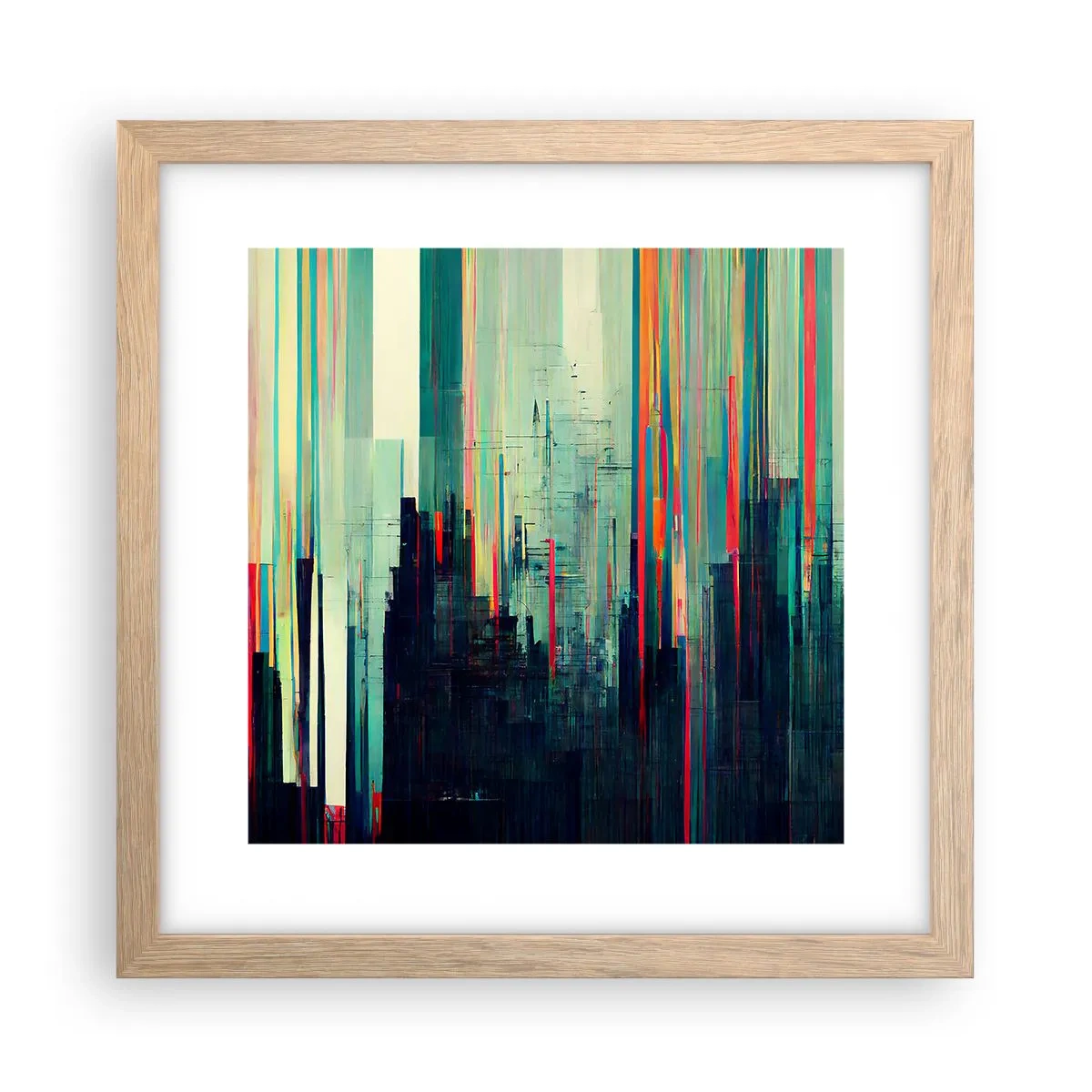 Plakat w ramie jasny dąb - Futurystyczne miasto - 30x30 cm
