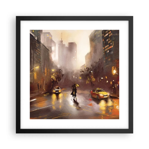 Plakat w czarnej ramie - W światłach Nowego Jorku - 40x40 cm