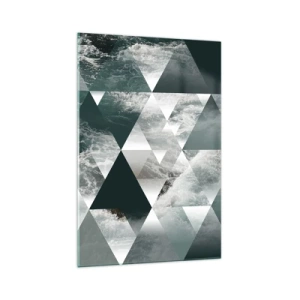 Obraz na szkle - Geometryczny wzór z motywem fal w odcieniach zieleni - 70x100cm - Kryształowa perspektywa - Nowoczesna dekoracja ścienna do salonu i sypialni ARTTOR