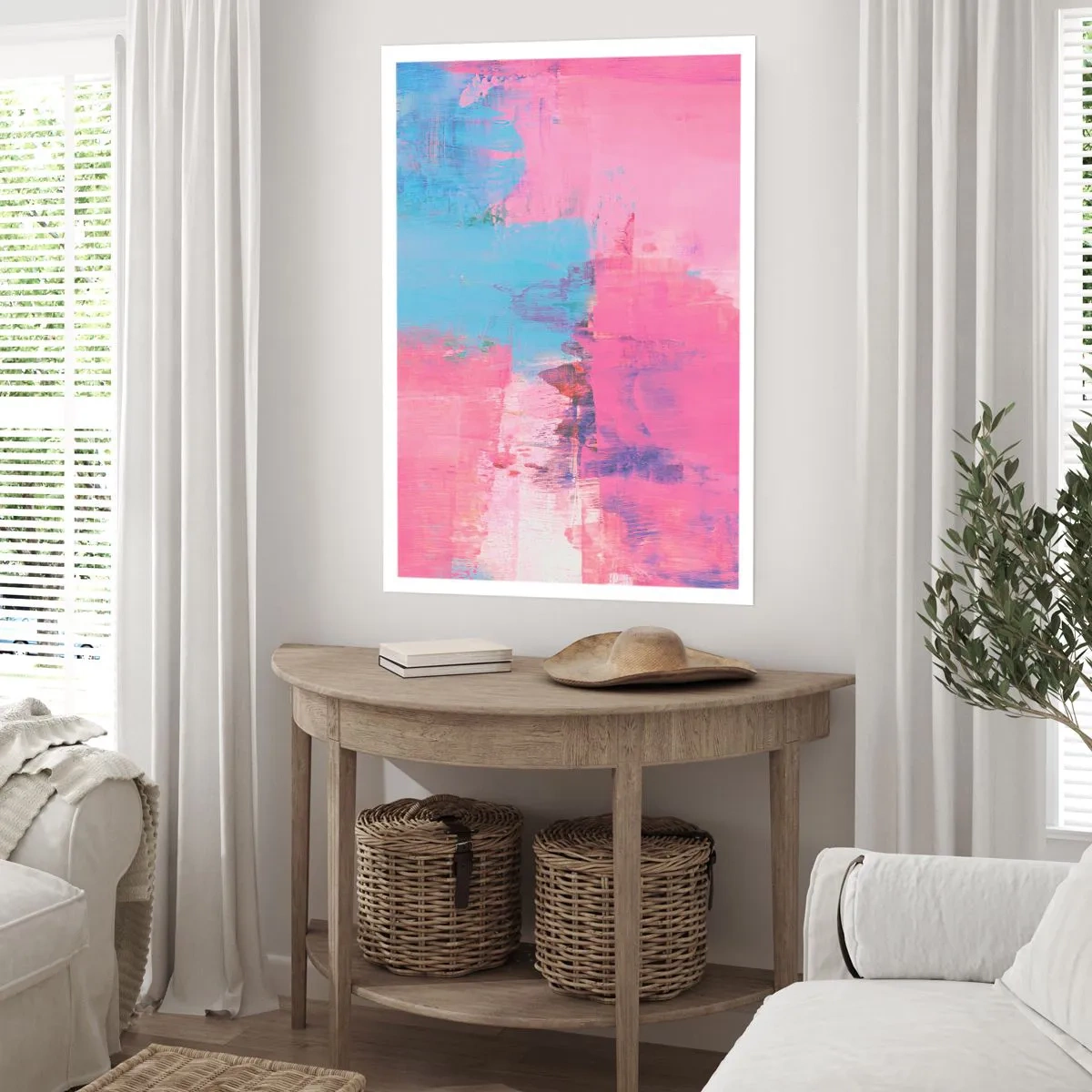 Plakat - Róż, błękit i szczypta światła - 40x50 cm