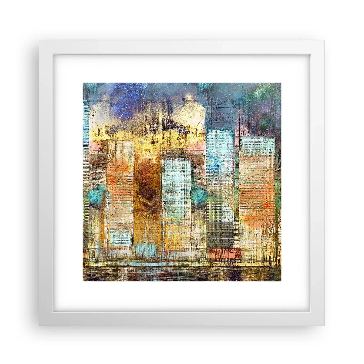 Plakat w białej ramie - Słoneczna metropolia - 30x30 cm