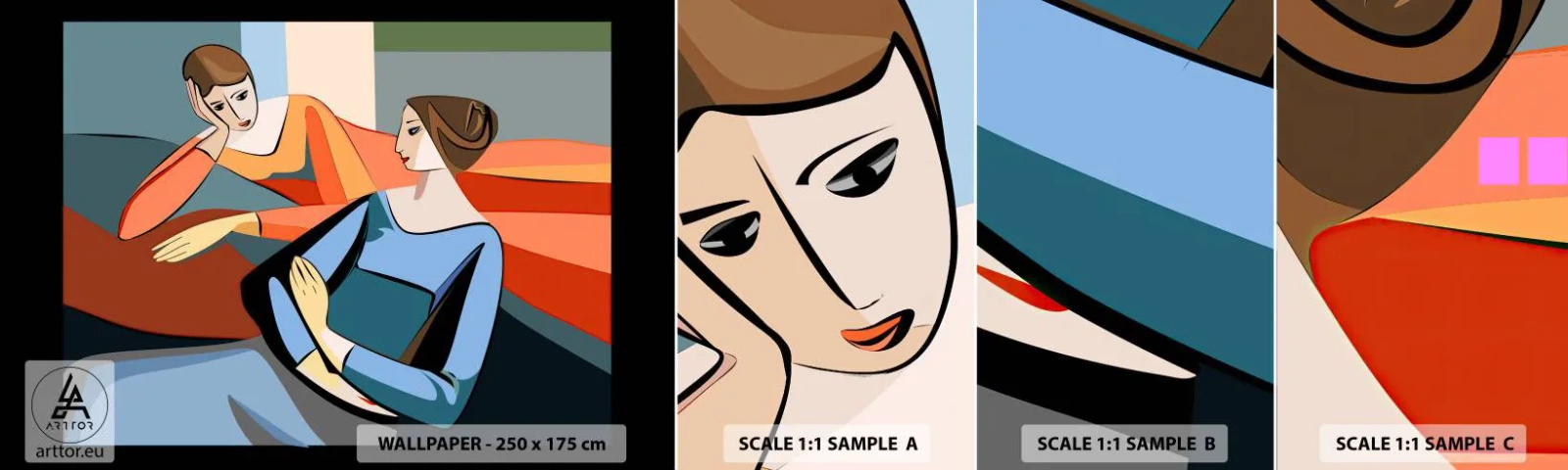 Fototapeta Próbka Standard Eco - Chwila zwierzeń - Kubizm, Portret, Kobiety - 100x30 cm