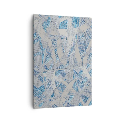 Obraz na płótnie - Geometryczne wzory w odcieniach błękitu i szarości - 70x100cm - W szaroniebieskim labiryncie - Nowoczesna dekoracja ścienna do salonu i sypialni ARTTOR