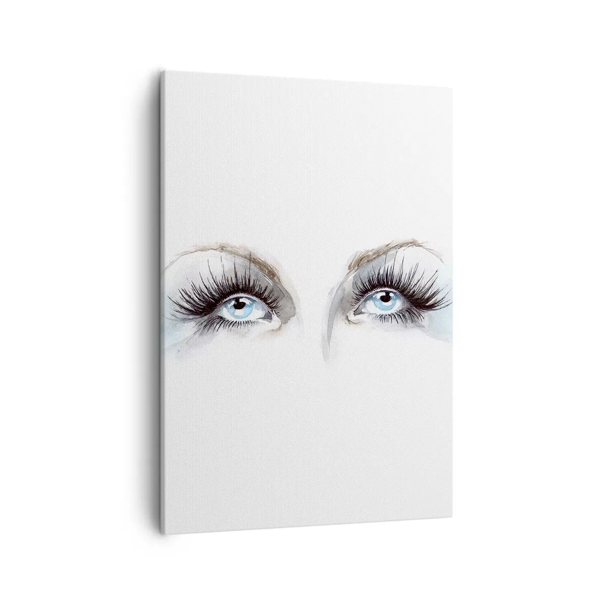 Obraz na płótnie - Wzrok kobiety z wyraźnym akcentem na oczy w artystycznym rysunku - 50x70cm - Oczy anioła? - Nowoczesna dekoracja ścienna do salonu, kuchni i sypialni ARTTOR
