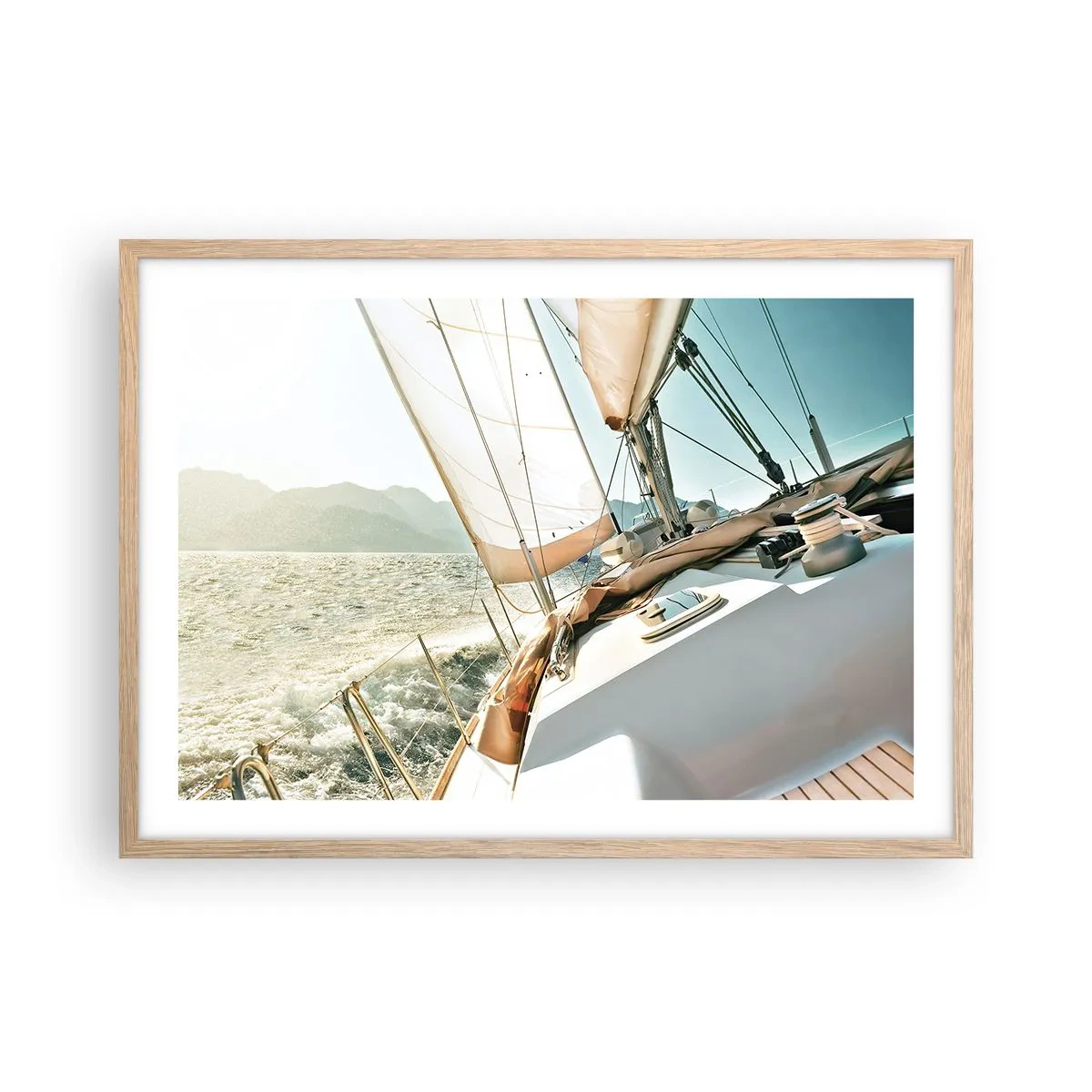 Plakat w ramie jasny dąb - Pod pełnymi żaglami - 70x50 cm