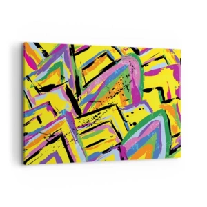 Obraz na płótnie - Żywa abstrakcja w jaskrawych kolorach i dynamicznych kształtach - 120x80cm - Aż krzyczy z radości - Nowoczesna dekoracja ścienna do salonu, kuchni i sypialni ARTTOR