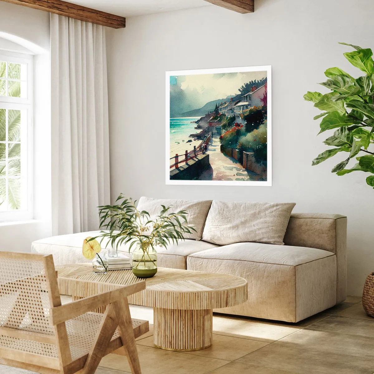 Plakat - Śródziemnomorskie miasteczko - 30x30 cm