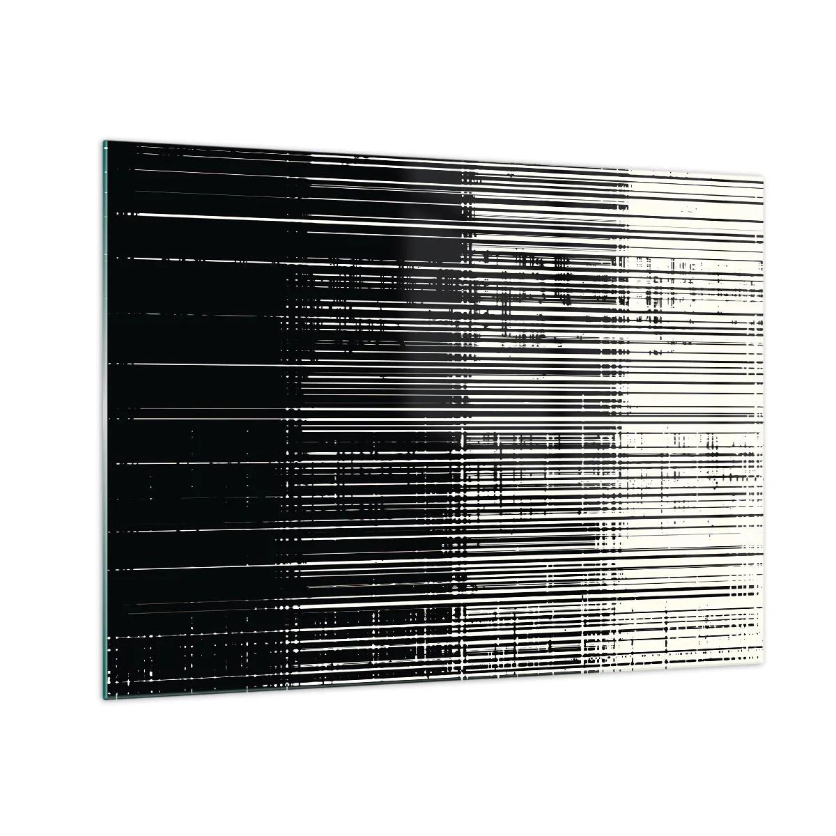 Obraz na szkle - Czarno-biała abstrakcja z poziomymi liniami tworzącymi gradient - 70x50cm - Fale i drgania - Nowoczesna dekoracja ścienna do salonu i sypialni ARTTOR
