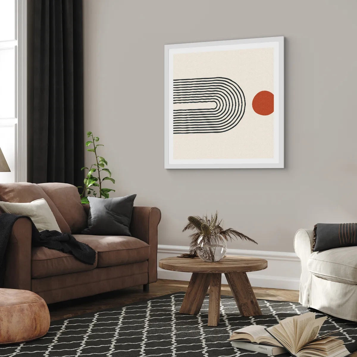 Plakat w białej ramie - Magnetyzm kształtów i barw - 60x60 cm