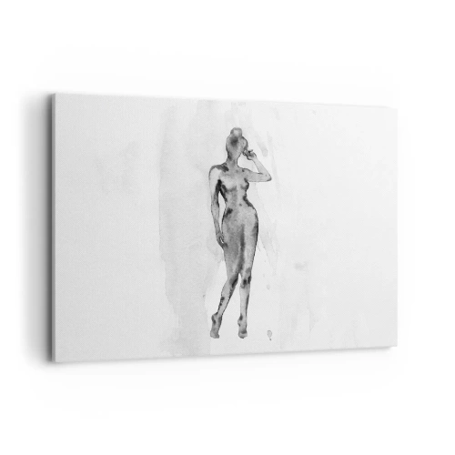 Obraz na płótnie - Szkic sylwetki kobiety w odcieniach szarości - 100x70cm - Studium ideału kobiecości - Nowoczesna dekoracja ścienna do salonu, kuchni i sypialni ARTTOR