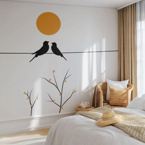 Fototapeta Premium Canvas - Słowiczy wieczór - Abstrakcja, Ptaki, Grafika - 200x140 cm