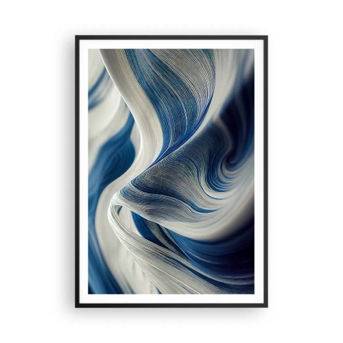 Plakat w czarnej ramie - Płynność błękitu i bieli - 70x100 cm