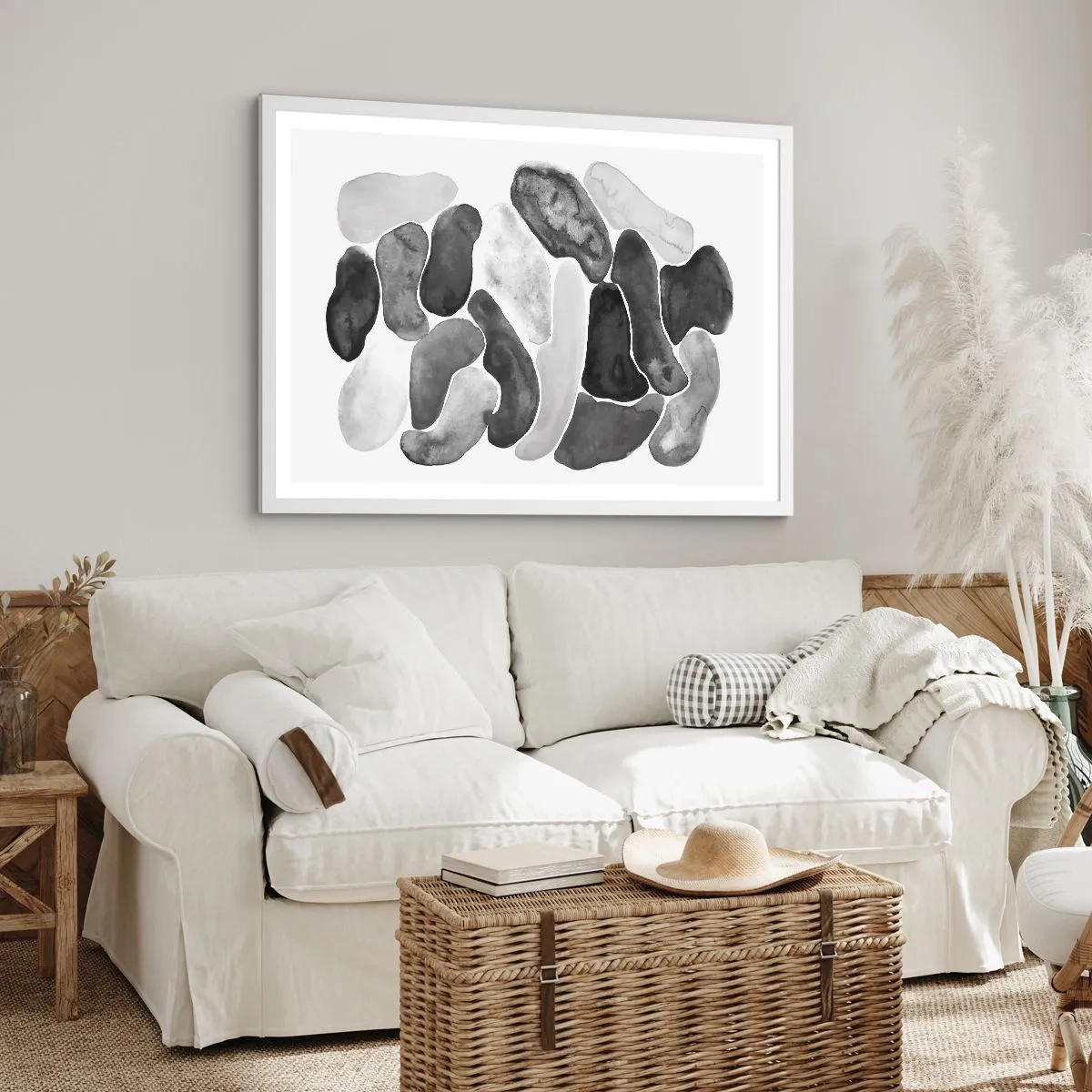 Plakat w białej ramie - Abstrakcja kamienista - 100x70 cm