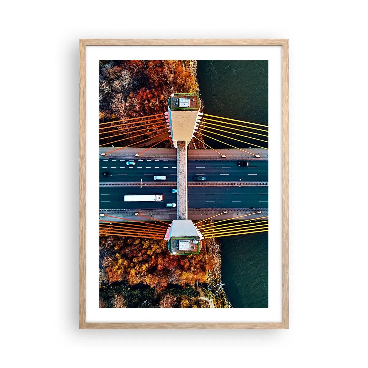 Plakat w ramie jasny dąb - ZA wodami, za lasami - 50x70 cm