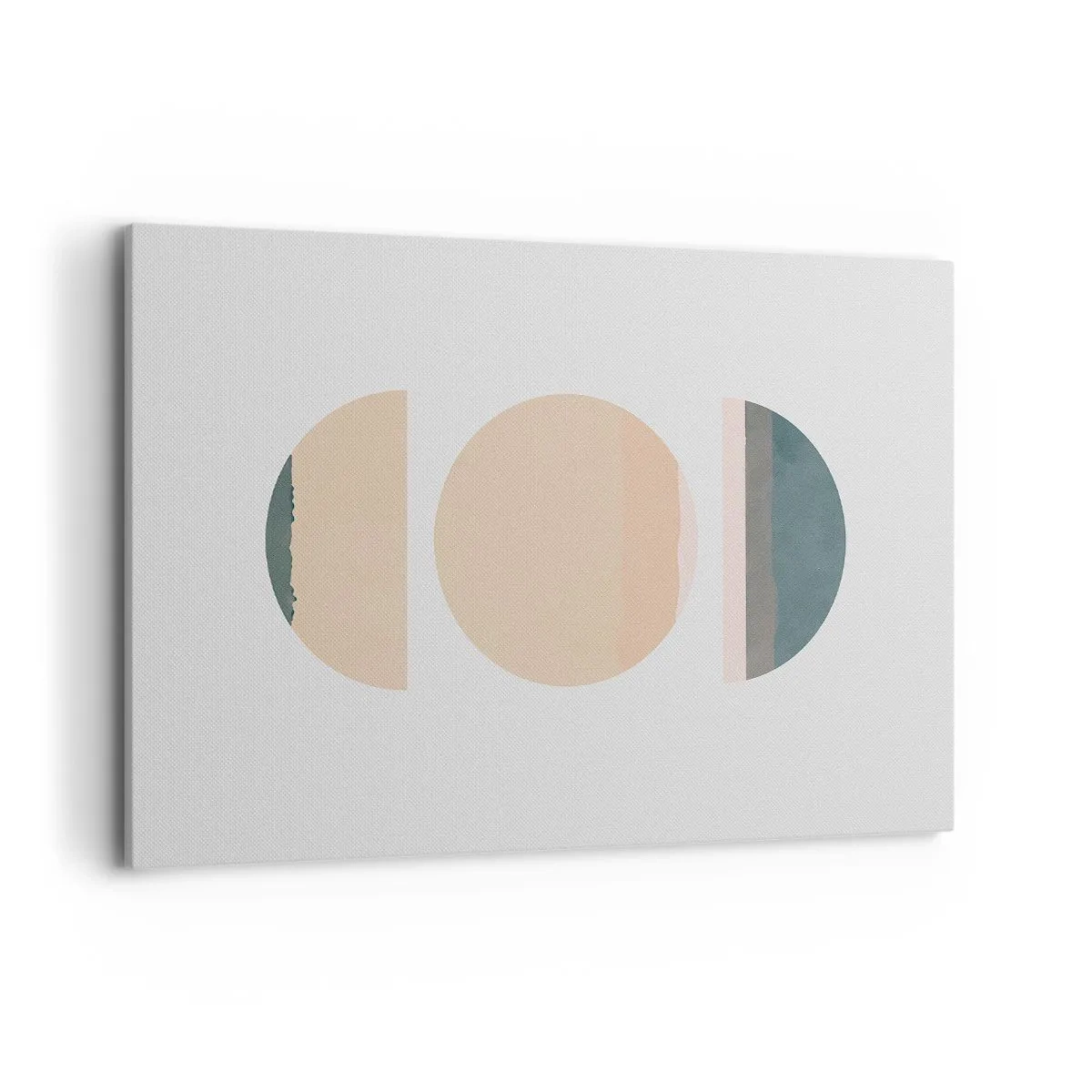 Obraz na płótnie - Abstrakcyjne kształty geometryczne w pastelowych kolorach - 120x80cm - Koło za kołem - Nowoczesna dekoracja ścienna do salonu, kuchni i sypialni ARTTOR