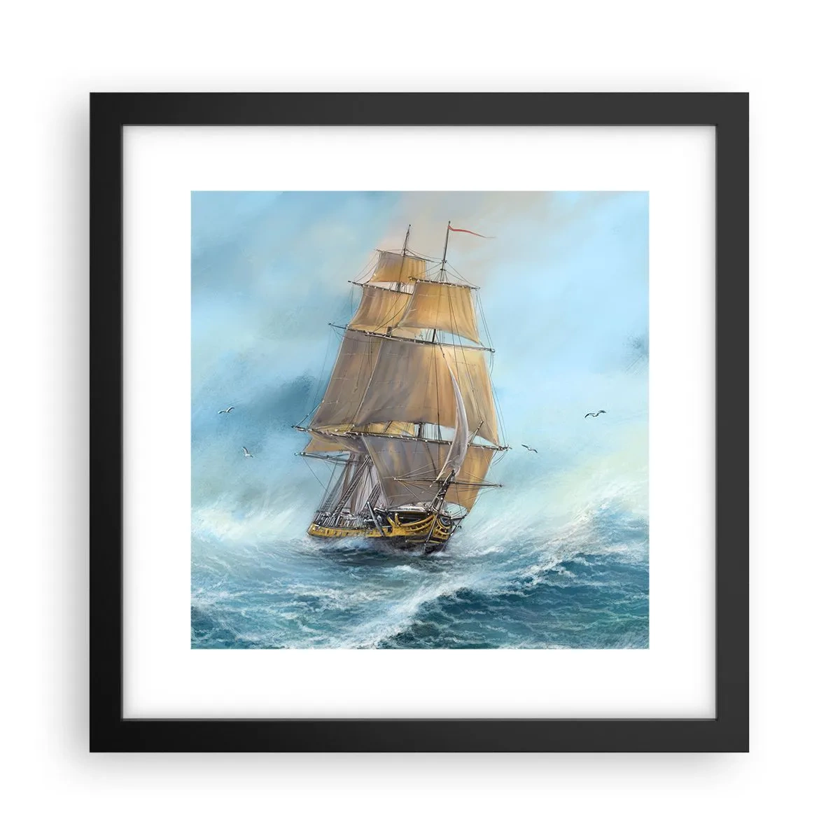 Plakat w czarnej ramie - Mknący po falach - 30x30 cm