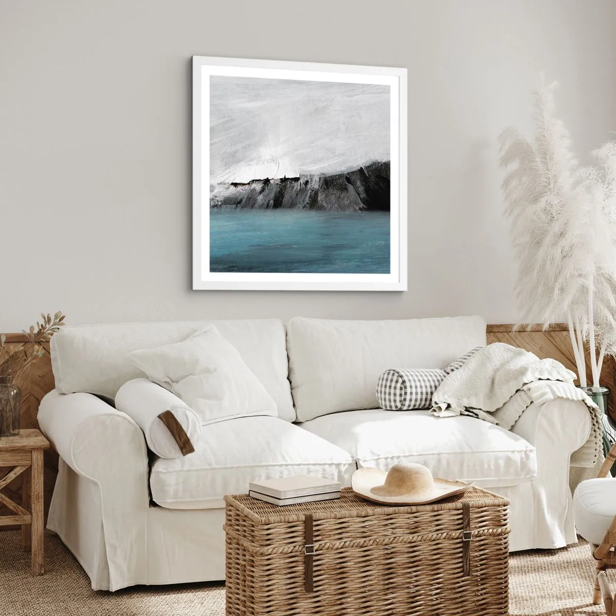 Plakat w białej ramie - Woda – ziemia: starcie żywiołów - 40x40 cm