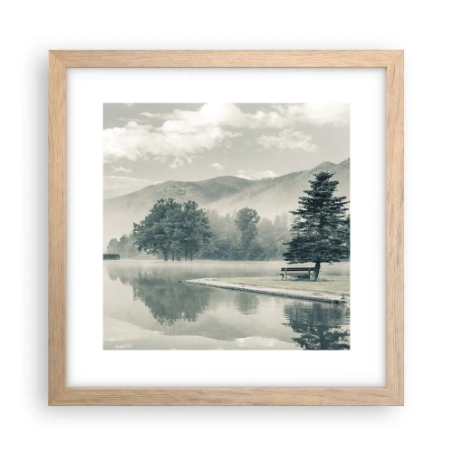 Plakat w ramie jasny dąb - Jezioro jeszcze śpi - 30x30 cm