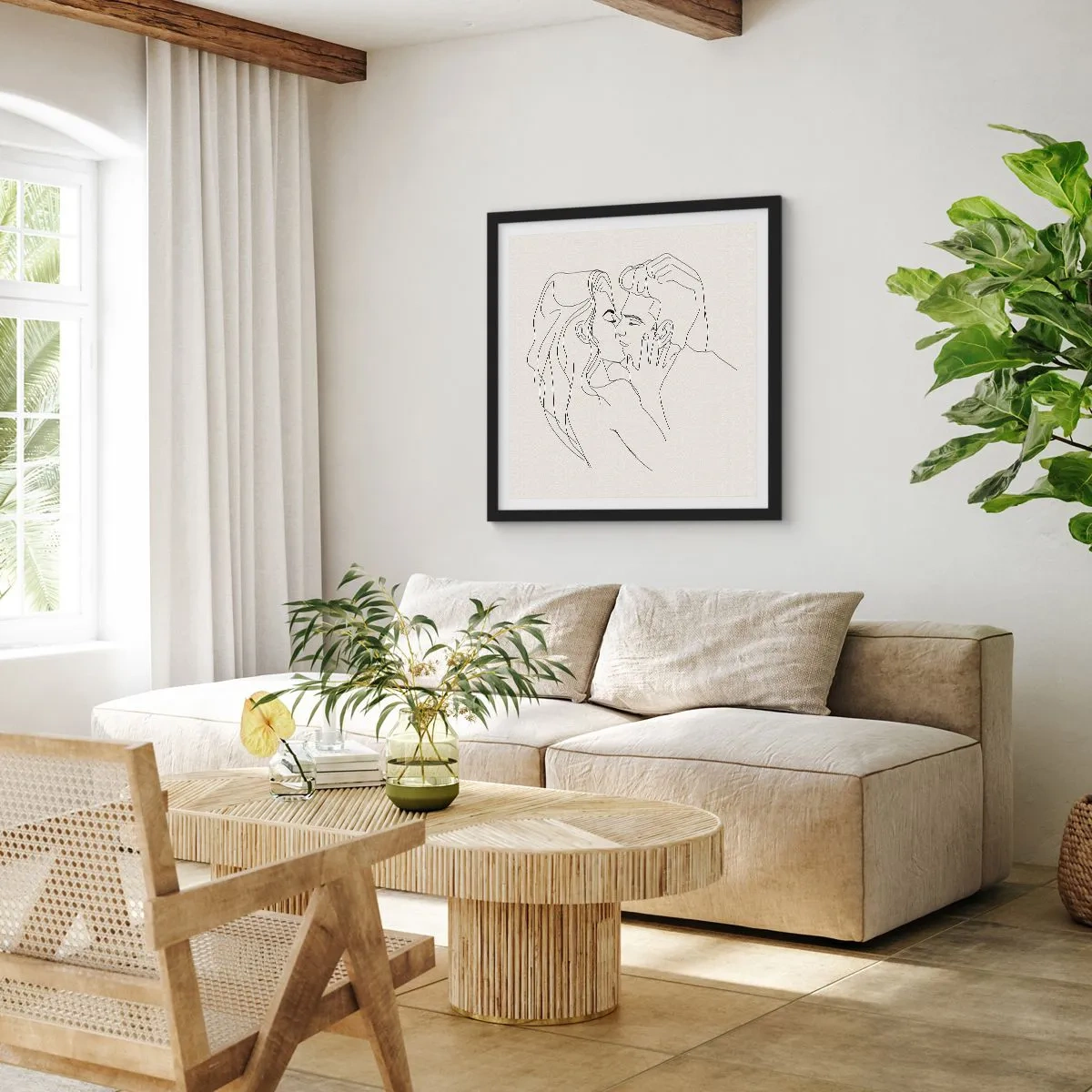 Plakat w czarnej ramie - Splątani uczuciem - 50x50 cm