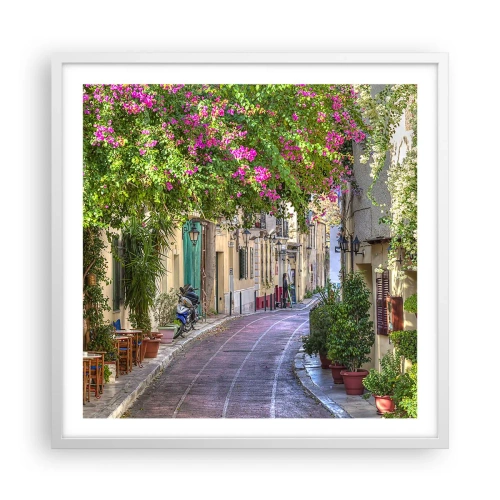 Plakat w białej ramie - Kwitnący zaułek - 60x60 cm