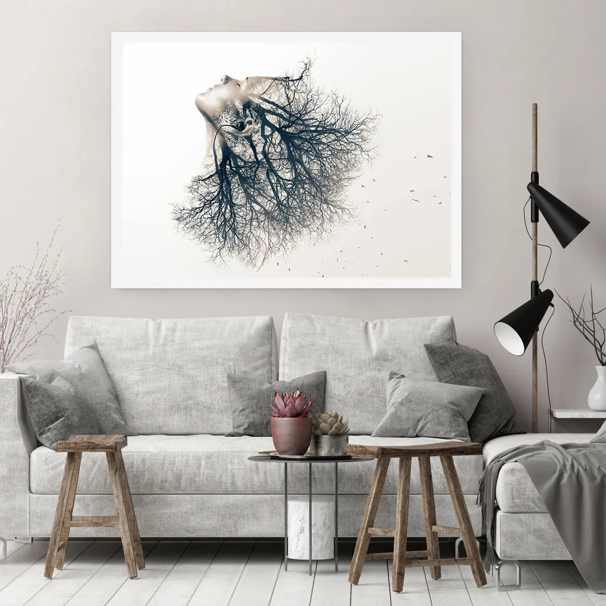 Plakat - Zasłuchana w szept drzewa - 40x30 cm