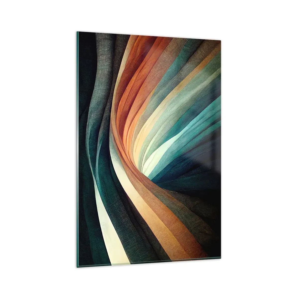 Obraz na szkle - Abstrakcyjne fale w ciepłych i chłodnych odcieniach - 80x120cm - Utkane z barw - Nowoczesna dekoracja ścienna do salonu i sypialni ARTTOR