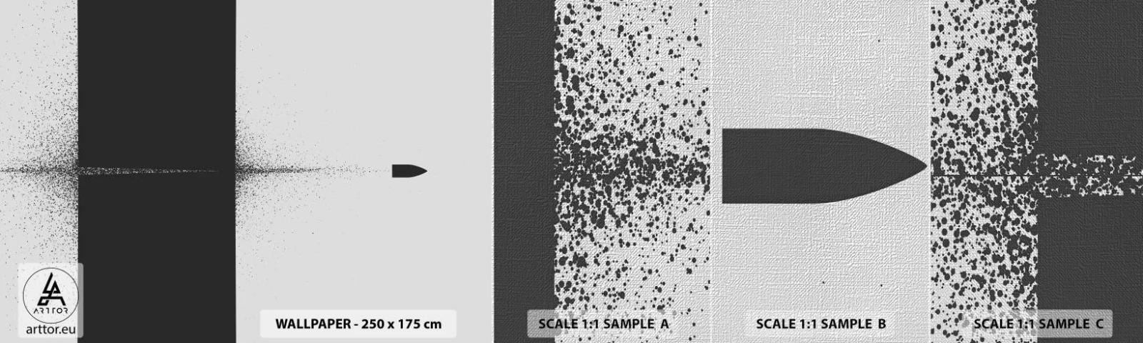 Fototapeta Próbka Premium Canvas - Prosto do celu - Pocisk, Czarno-Biały, Abstrakcja - 100x30 cm