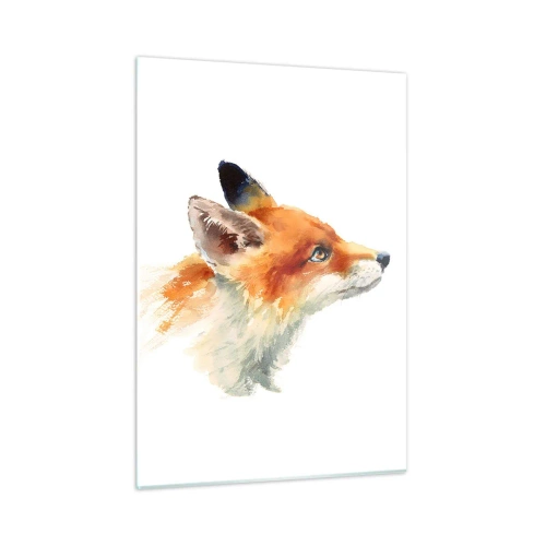 Obraz na szkle - Akwarelowa ilustracja lisa patrzącego w dal - 50x70cm - Ostrożności nigdy za wiele - Nowoczesna dekoracja ścienna do salonu, kuchni i sypialni ARTTOR