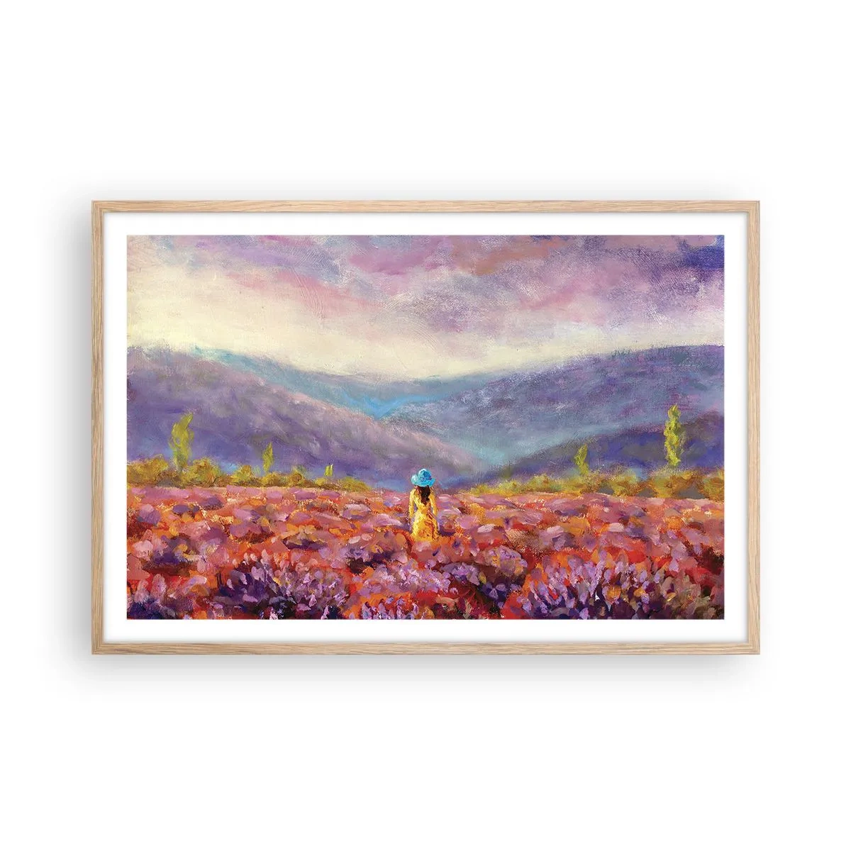 Plakat w ramie jasny dąb - W lawendowym świecie - 91x61 cm
